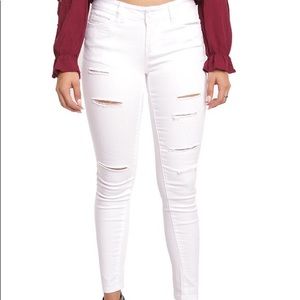 White ripped jeans